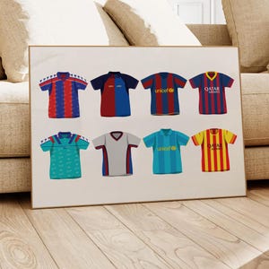 Barcelona Classic Shirts Poster | Home Decor Unframed Football club Print Wall Art Classic Kit A4 A3 A2 A1 A0