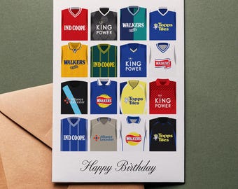 Leicester City Birthday Card: Retro Football Shirts 5x7