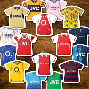 Pegatinas del Arsenal FC Kits clásicos / Juego de 16 pegatinas de vinilo impermeables Club de fútbol
