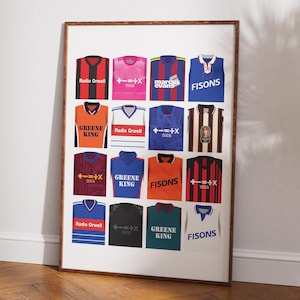 Poster storico del kit retrò dell'Ipswich Town / Decorazione per la casa Stampa del club di calcio senza cornice Arte murale Kit classico A4 A3 A2 A1 A0