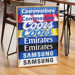 Chelsea Retro Kit History Art Print: Football Club Wall Decor Unframed Poster Retro Shirt Stack