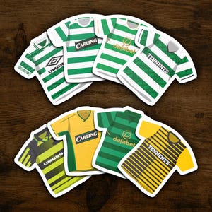 Celtic FC Stickers Classic Kits | Set of 8 Vinyl Stickers Waterproof Football Club