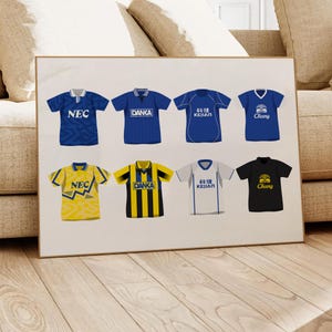 Everton FC Classic Shirts Poster | Home Decor Ungerahmt Fußballverein Print Wall Classic Kit A4 A3 A2 A1 A0