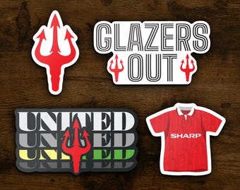 Manchester United Stickers Set of 4 MUFC | Vinyl Stickers Waterproof Football Club