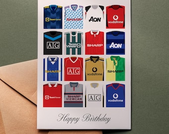 Manchester United Birthday Card Retro Shirts | Greetings Card Happy Birthday Football club Classic Kit 5x7