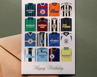 Newcastle United Birthday Card Retro Shirts | Greetings Card Happy Birthday Football club Classic Kit 5x7