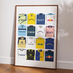Leeds United Retro Kit History Poster / Home Decor Senza cornice Football club Stampa Wall Art Classico Kit A4 A3 A2 A1 A0