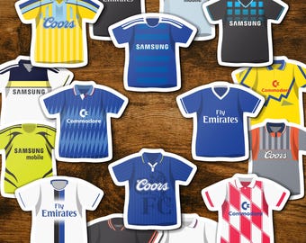 Chelsea Stickers Classic Kits | Set of 16 Vinyl Stickers Waterproof Football Club