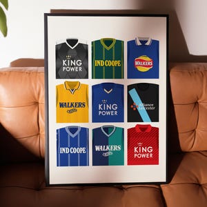 Leicester City Retro Football Kit Poster: Classic Shirt Collection Art