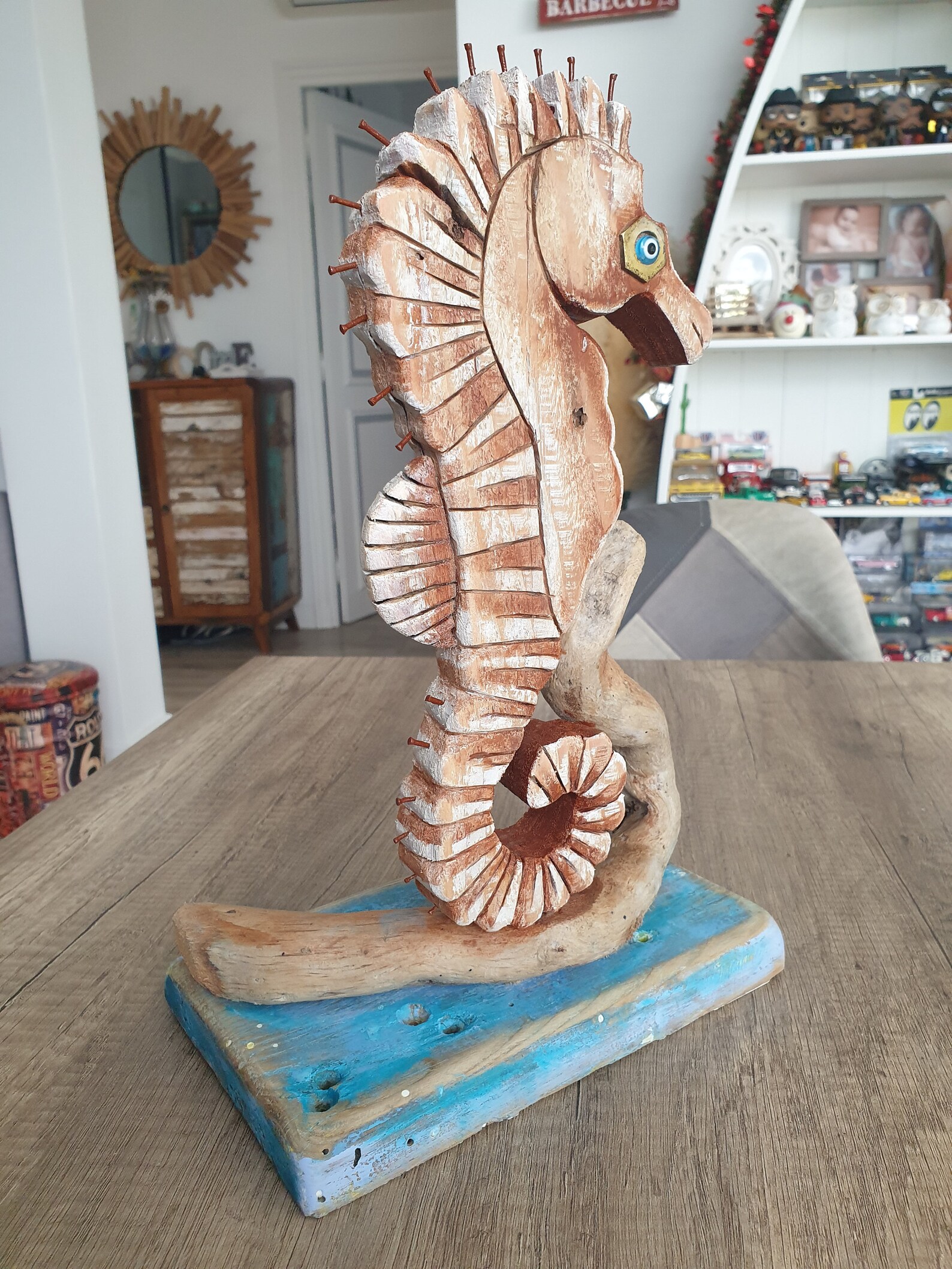Sculpture Marine Hippocampe En Bois Flotté - Décoration Naturelle