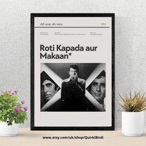 Roti Kapada aur Makaan (1974) - A4 Bollywood Film Art Print, Desi Poster Print, hindi film poster, Film Wall Art, Gallery wall, vintage