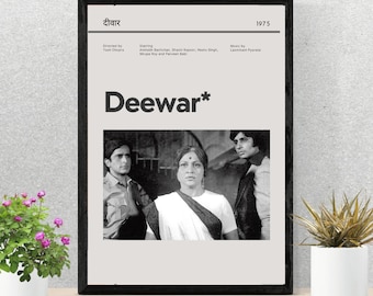 Deewar (1975) - Impresión artística de película de Bollywood A4, impresión de póster desi, película hindi, póster de película, arte de pared de película, pared de galería, arte pop desi, vintage