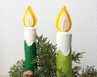 Felt PDF pattern - Festive candles - felt ornament, sewing pattern, digital item, Christmas tree decoration, DIY