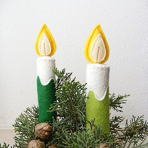 Felt PDF pattern - Festive candles - felt ornament, sewing pattern, digital item, Christmas tree decoration, DIY