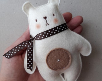 PDF felt sewing pattern - Bianco the polar bear softie - Felt softie, DIY pocket toy, digital item