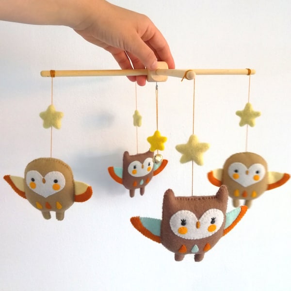 PDF sewing pattern - Totem owls mobile - DIY baby crib mobile, felt owls, felt softies, owl ornaments, easy sewing project