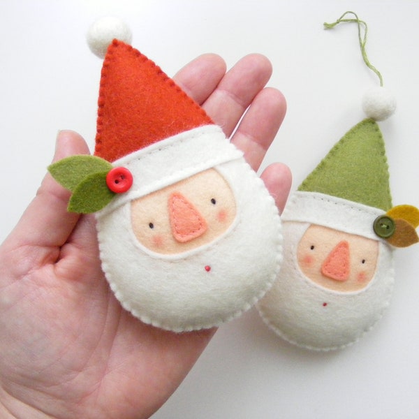 Felt PDF pattern - Little Santa - felt ornament, sewing pattern, digital item, Christmas tree decoration, DIY