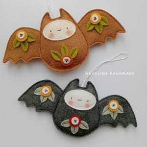 PDF sewing pattern - Cute felt bat ornament. DIY felt Halloween decoration