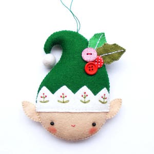 Felt PDF sewing pattern Christmas elf Felt Christmas ornament, hand sewing, embroidered festive decoration, digital item image 4