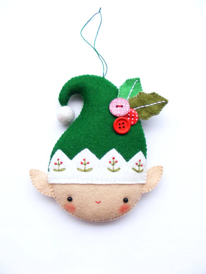 Felt PDF sewing pattern Christmas elf Felt Christmas ornament, hand sewing, embroidered festive decoration, digital item image 4