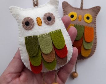 PDF sewing pattern - Feathery owl ornament - Felt ornament, felt craft, DIY Christmas decor, sew it yourself