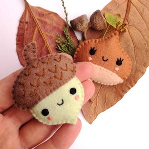 Felt PDF sewing pattern Acorn and Chestnut. Cute felt brooches, fall / autumn accessory, DIY sewing project image 4