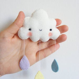 Felt PDF pattern Rainbow and clouds baby crib mobile Felt mobile ornaments, easy sewing pattern, digital item image 3