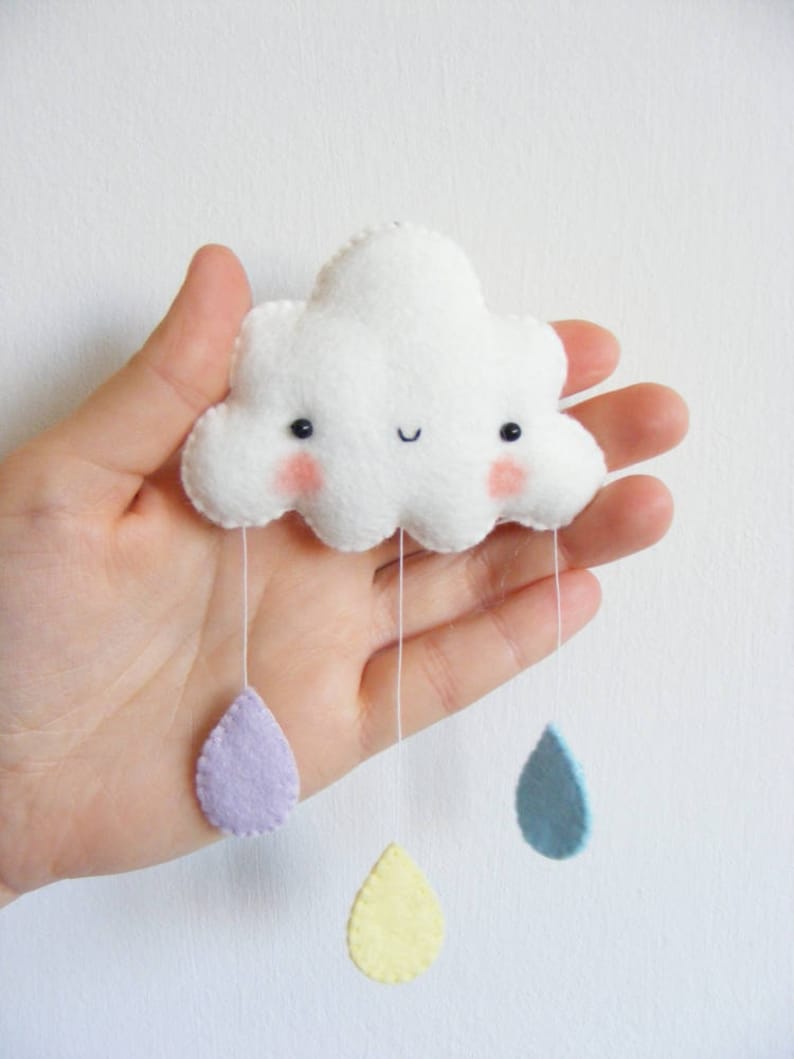 Felt PDF pattern Rainbow and clouds baby crib mobile Felt mobile ornaments, easy sewing pattern, digital item image 3