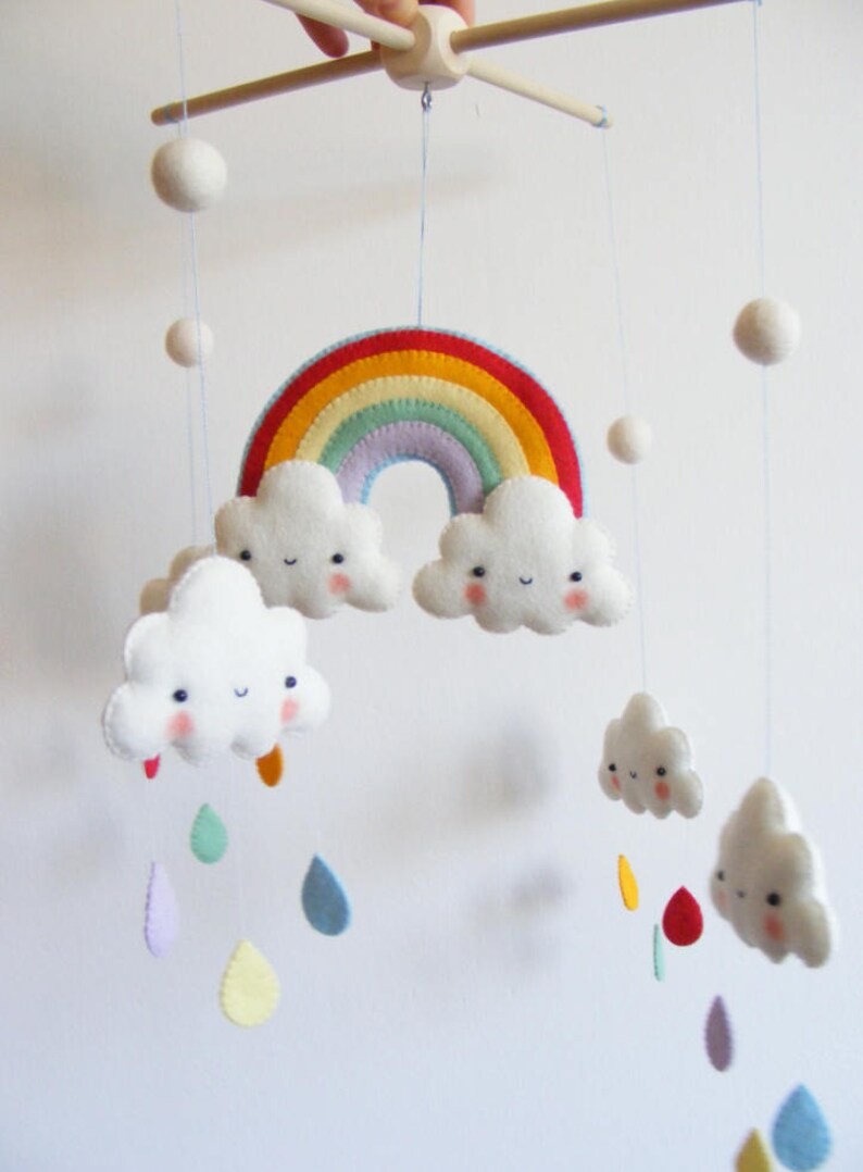 Felt PDF pattern Rainbow and clouds baby crib mobile Felt mobile ornaments, easy sewing pattern, digital item image 4