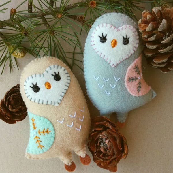 Felt PDF sewing pattern - Cute owl ornament - Christmas ornament, easy sewing pattern, DIY hanging decoration