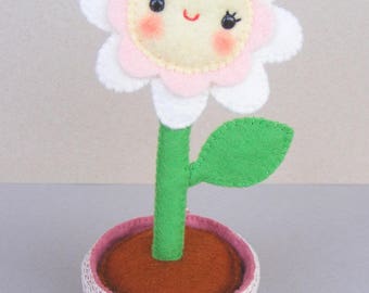 Felt PDF sewing pattern - Daisy in a pot - DIY felt flower, easy project, digital item