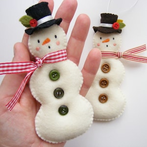 PDF sewing pattern - Felt snowman ornament - DIY Christmas decoration, digital download