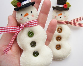 PDF sewing pattern - Felt snowman ornament - DIY Christmas decoration, digital download