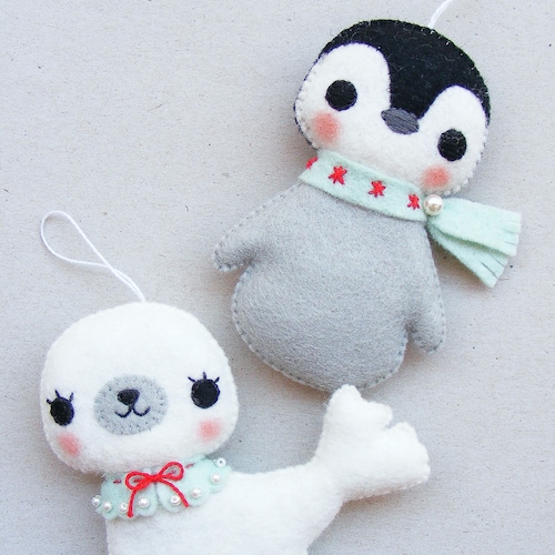 Felt PDF Sewing Pattern Baby Seal and Penguin Ornaments - Etsy