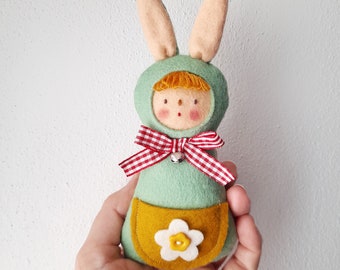 PDF sewing pattern - Bunny boy pocket softie - felt softie, DIY pocket doll, Easter softie, handmade doll, digital item, PDF felt pattern