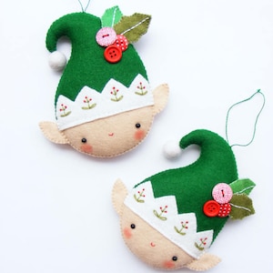 Felt PDF sewing pattern Christmas elf Felt Christmas ornament, hand sewing, embroidered festive decoration, digital item image 2