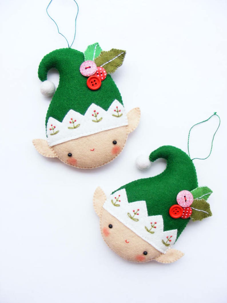 Felt PDF sewing pattern Christmas elf Felt Christmas ornament, hand sewing, embroidered festive decoration, digital item image 2