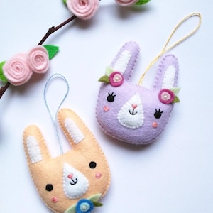 Felt PDF sewing pattern - Spring bunny ornament - felt Easter ornament, Easter tree, spring rabbit, digital item