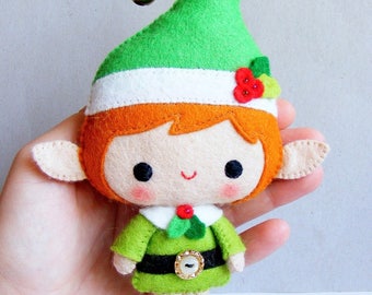 Felt PDF pattern - Santa's Elf - Felt Christmas decoration, hand sewing, felt softie, digital item