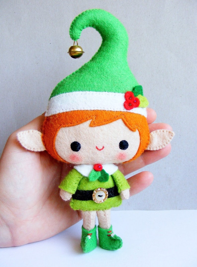 Felt PDF pattern Santa's Elf Felt Christmas decoration, hand sewing, felt softie, digital item image 1