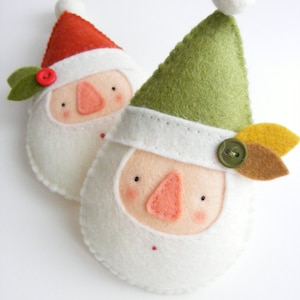 Felt PDF Pattern - Little Santa - Felt Ornament, Sewing Pattern ...