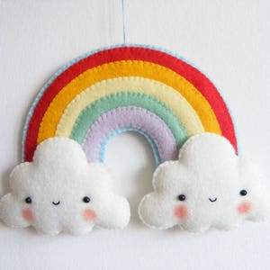 Felt PDF pattern Rainbow and clouds baby crib mobile Felt mobile ornaments, easy sewing pattern, digital item image 2