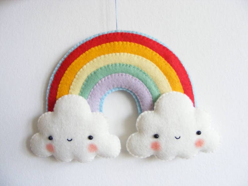 Felt PDF pattern Rainbow and clouds baby crib mobile Felt mobile ornaments, easy sewing pattern, digital item image 2