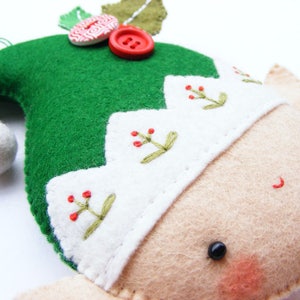 Felt PDF sewing pattern Christmas elf Felt Christmas ornament, hand sewing, embroidered festive decoration, digital item image 3