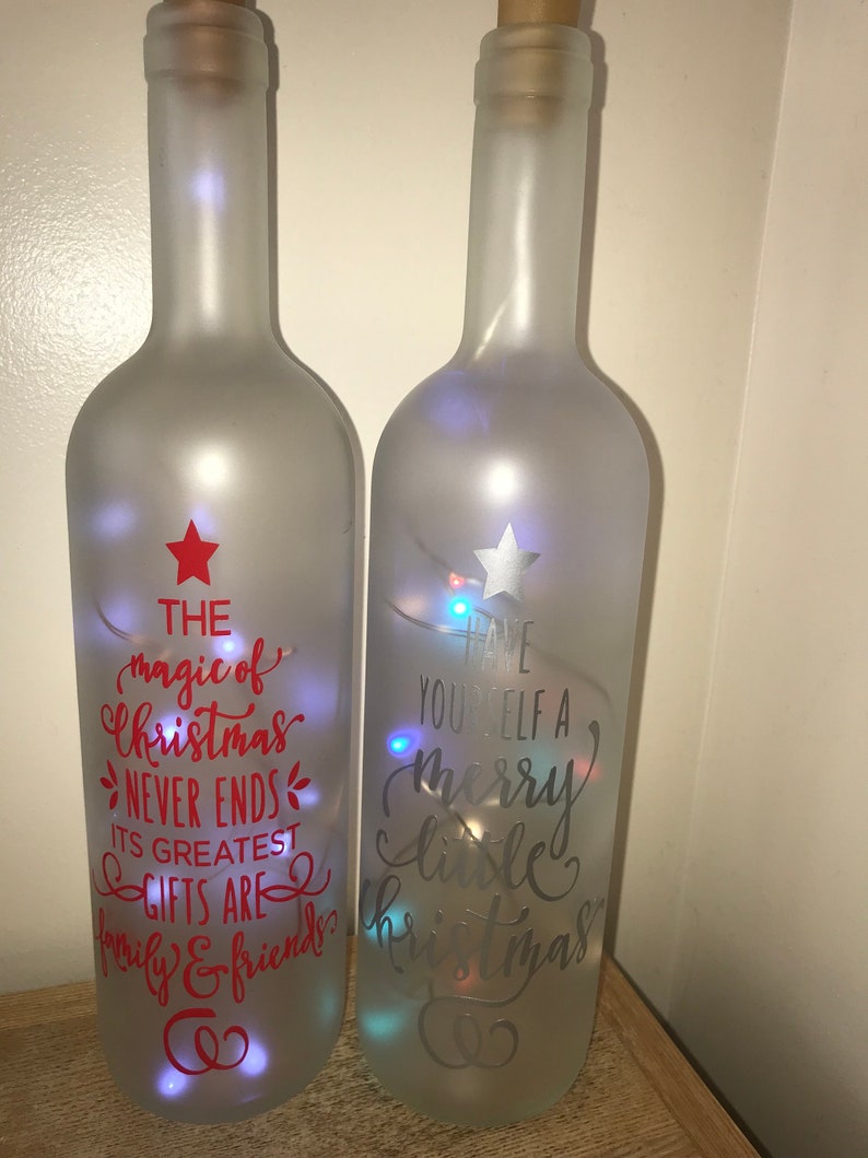 Christmas Frosted Light up Bottles Etsy