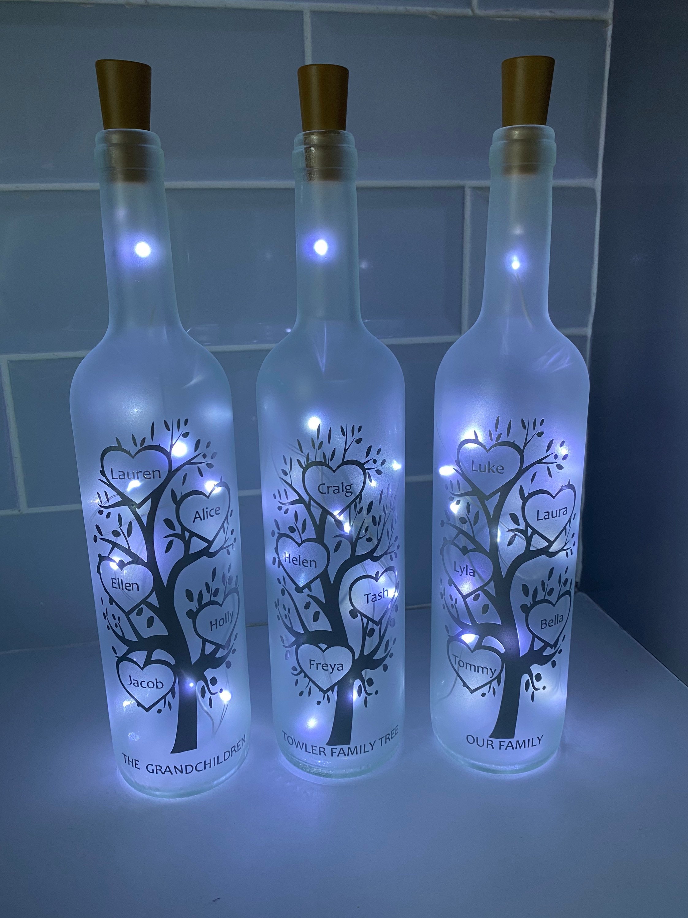 Frosted Family Tree Light up bottle