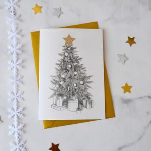 Gold Glitter Hand Drawn kerstboom-kaart