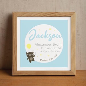 Personalised new baby boy print, nursery wall art, printable artwork, personalised baby boy gift, custom nursery art, digital download