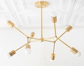 Geometric Lamp - Modern Brass Chandelier - Ceiling Fixture - Gold Chandeliers - Model No. 5056