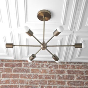 Industrial Chandelier - Modern Chandelier - Antique Brass Chandelier - Ceiling Light - Model No. 9414